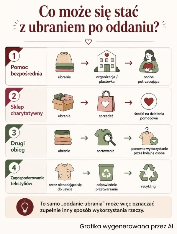 oddanie ubrań dla potrzebujących - co dzieje się z odzieżą co dzieje się z ubraniem po oddaniu dla potrzebujących