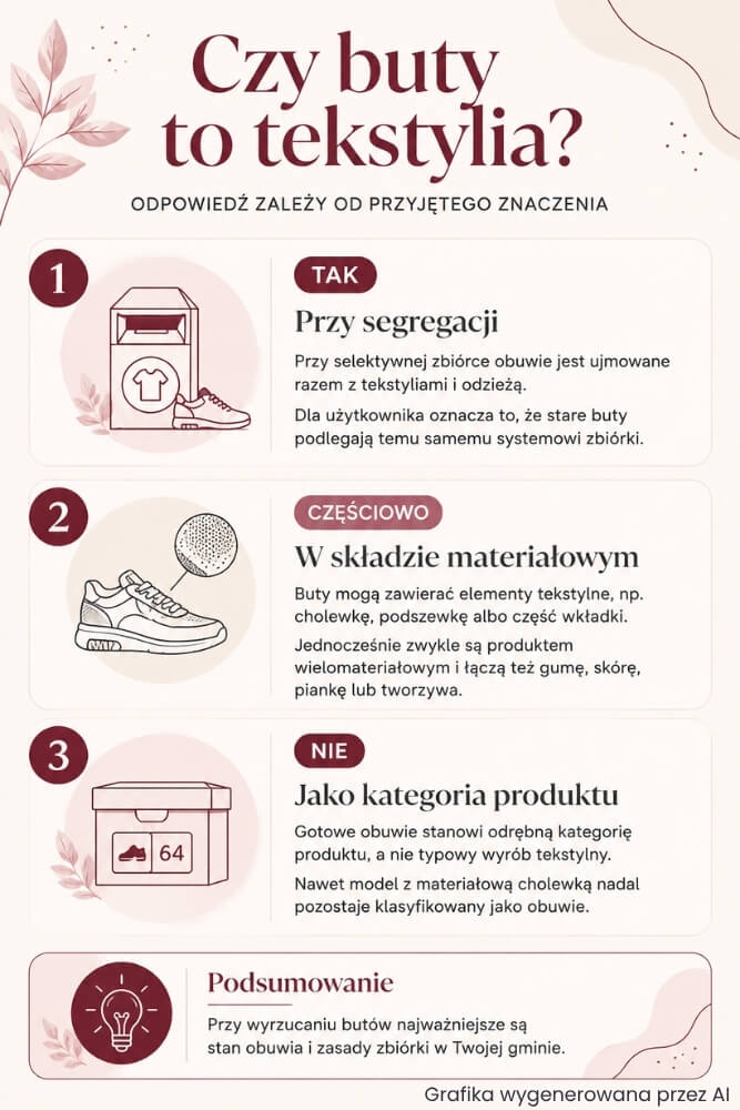 czy buty to tekstylia - odpowiedź zależy od przyjętego znaczenia czy buty to tekstylia - różne scenariusze