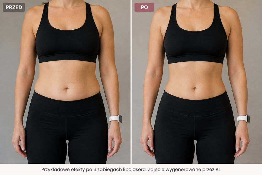 lipolaser efekty po 6 zabiegach - zdjęcie przed i po lipolaser - efekty po 6 zabiegach przed i po