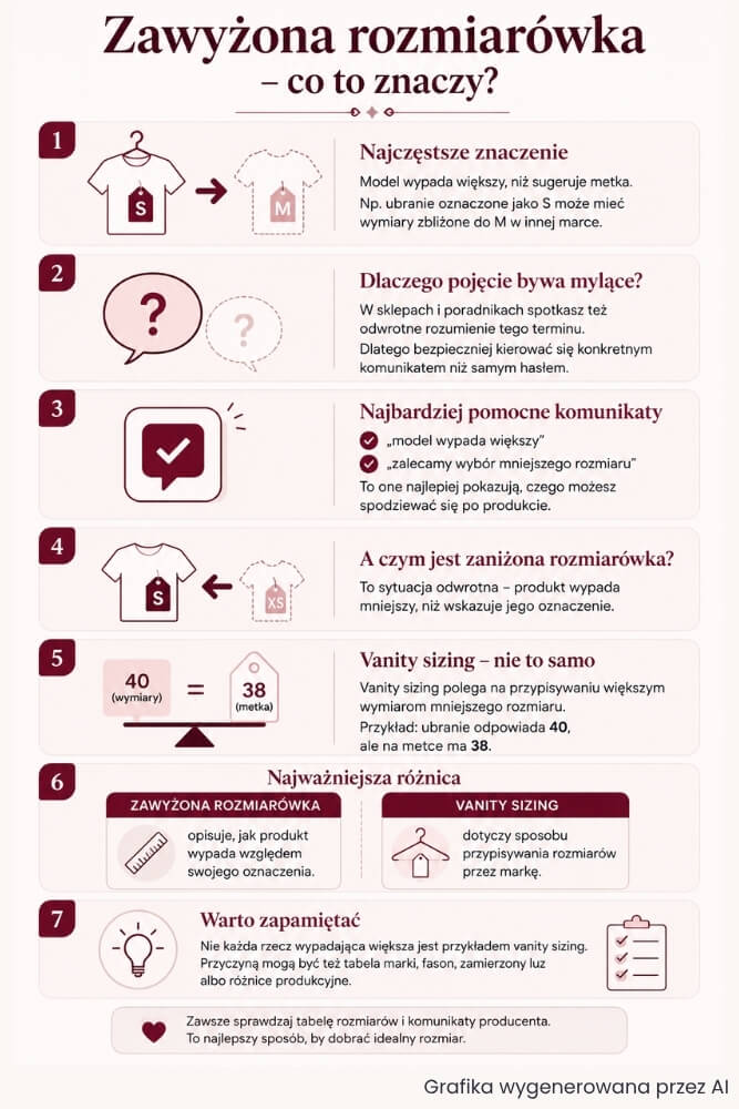 zawyżona rozmiarówka - co to znaczy i jak różni się od vanity sizing