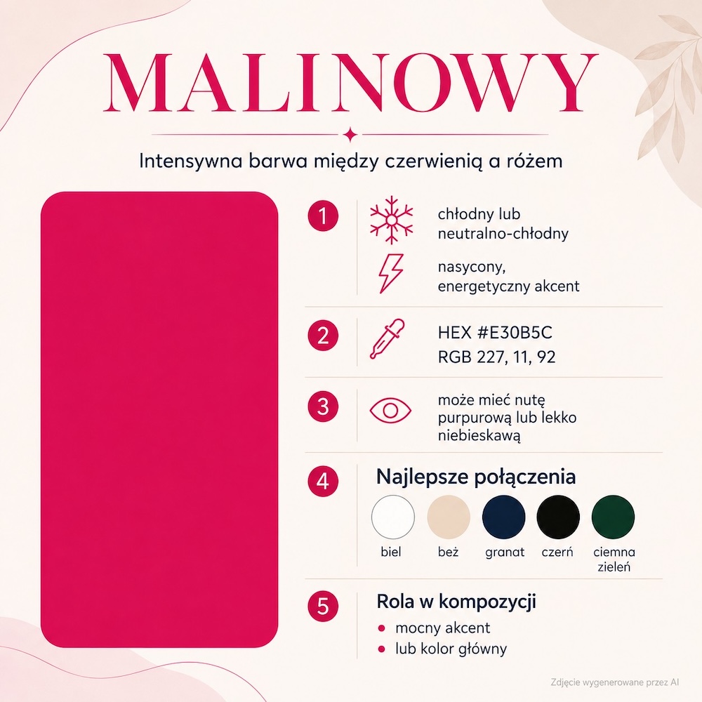 malinowy kolor - charakterystyka barwy malinowy kolor - ogólne dane barwy