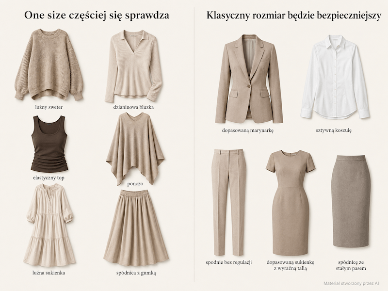 one size i klasyczny rozmiar w różnych fasonach ubrań one size- co to znaczy przy wyborze między rozmiarem uniwersalnym a klasycznym